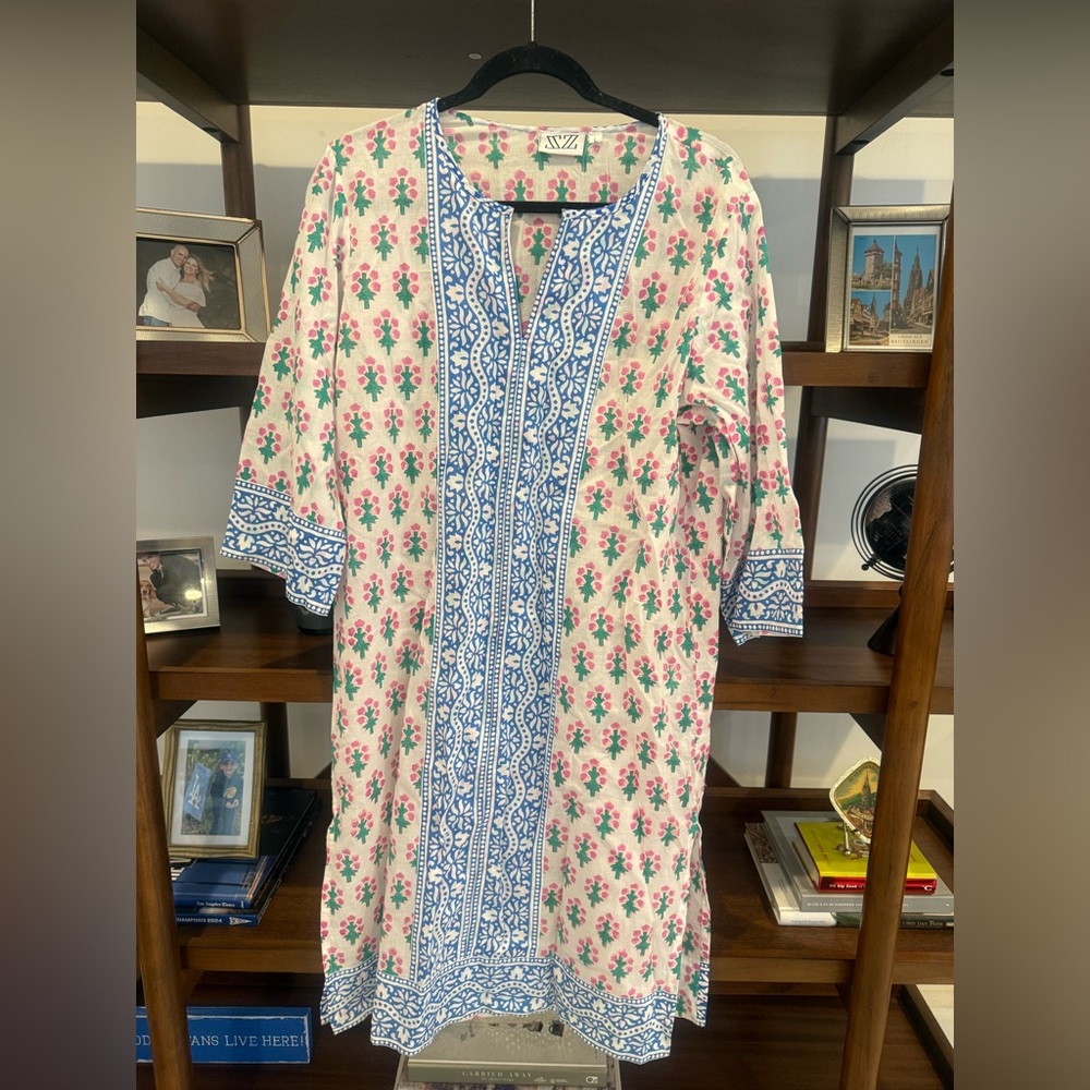 NWT SZ Blockprint x J Crew Kurta Midi Dress - Picture 2 of 6